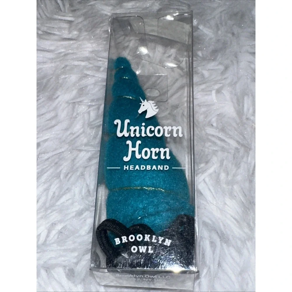Brooklyn Owl Unicorn Headband Horn Turquoise‎ Blue Costume New